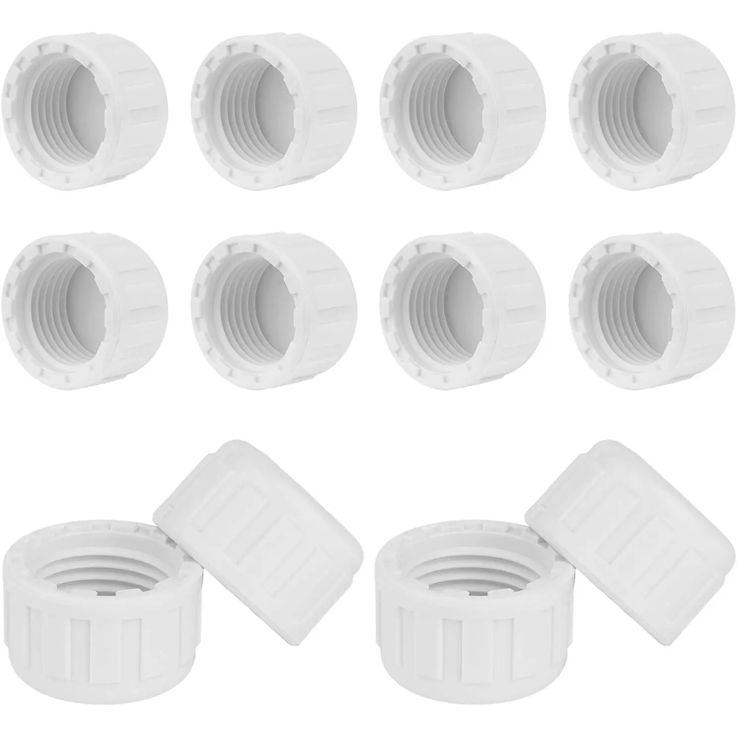 12 count Sprinkler Cap, 1/2" White PVC Caps End Female Thread Pipe Plug Adapter for Irrigation, DIY Projects,Sprinkler  Cap, Plumbing,Water Line