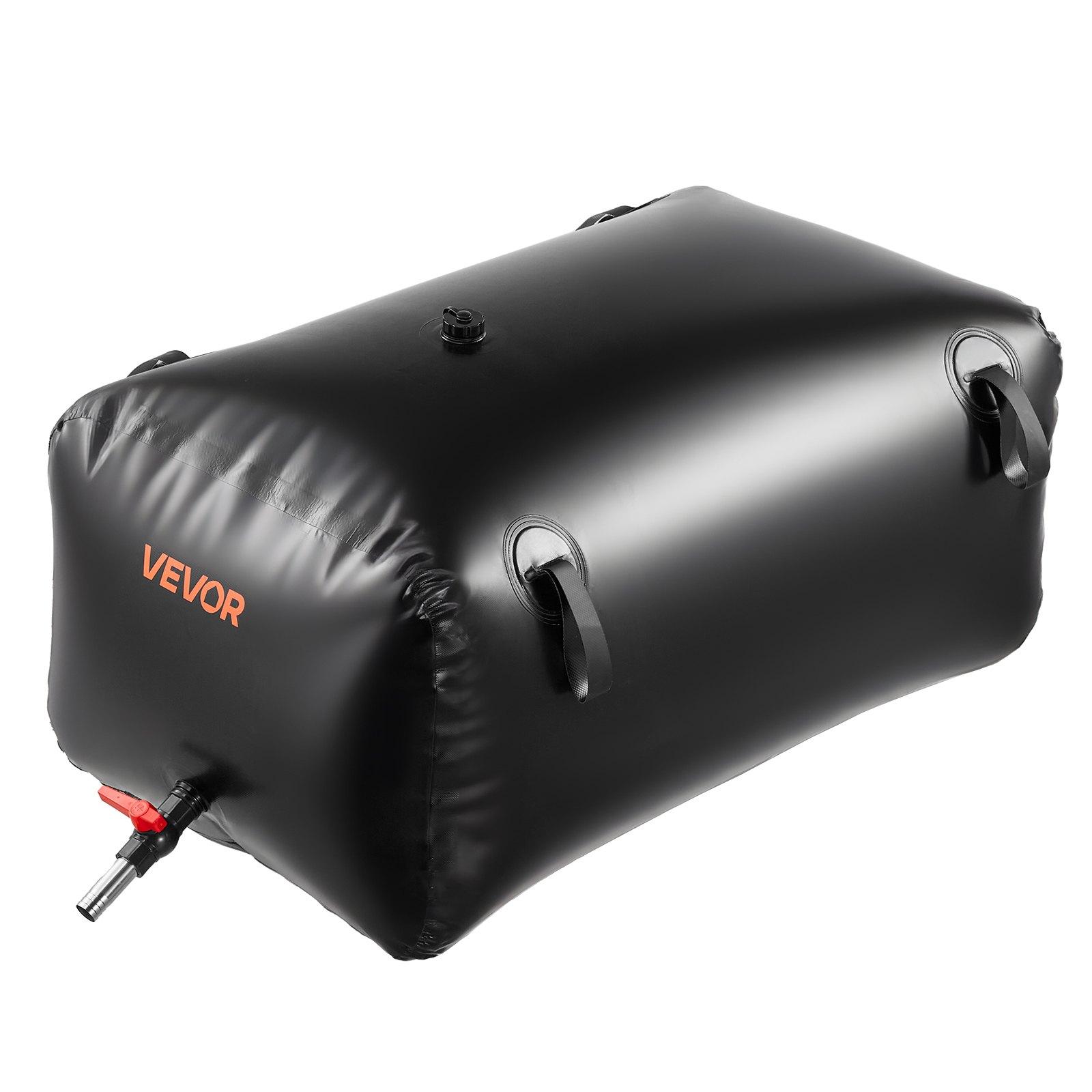 VEVOR Water Storage Bladder, 63.4 Gal Collapsible Water Storage Bag, Wear-Resistant 1000D PVC Soft Waters Bag, Leakproof Camping Tank Containers for Garden Irrigation RV Emergency Use, Black