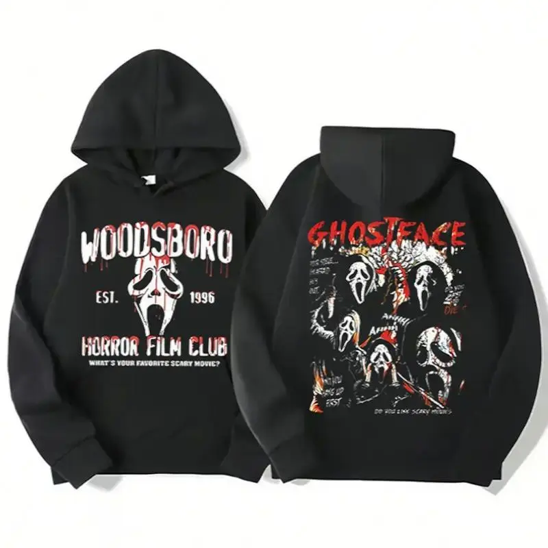 Ghostface Hoodie | Sweatshirt | T-Shirt, Halloween Horror Scary Merch, Men Women Spooky Ghost Graphic Pullover, Horror Character Streetwear, Spooky Season Casual Outfit for Horror Fans