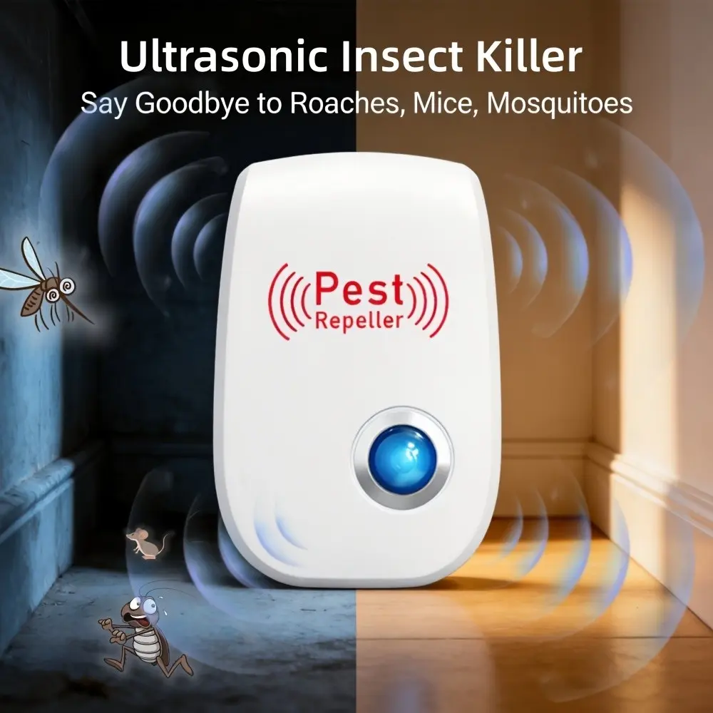 Ultrasonic Pest Repeller USB Plug-In, Mosquito, Mouse, Cockroach, Spider, Bed Bug, Squirrel, Fly, Wasp, Ant, Rat Control, Indoor Use