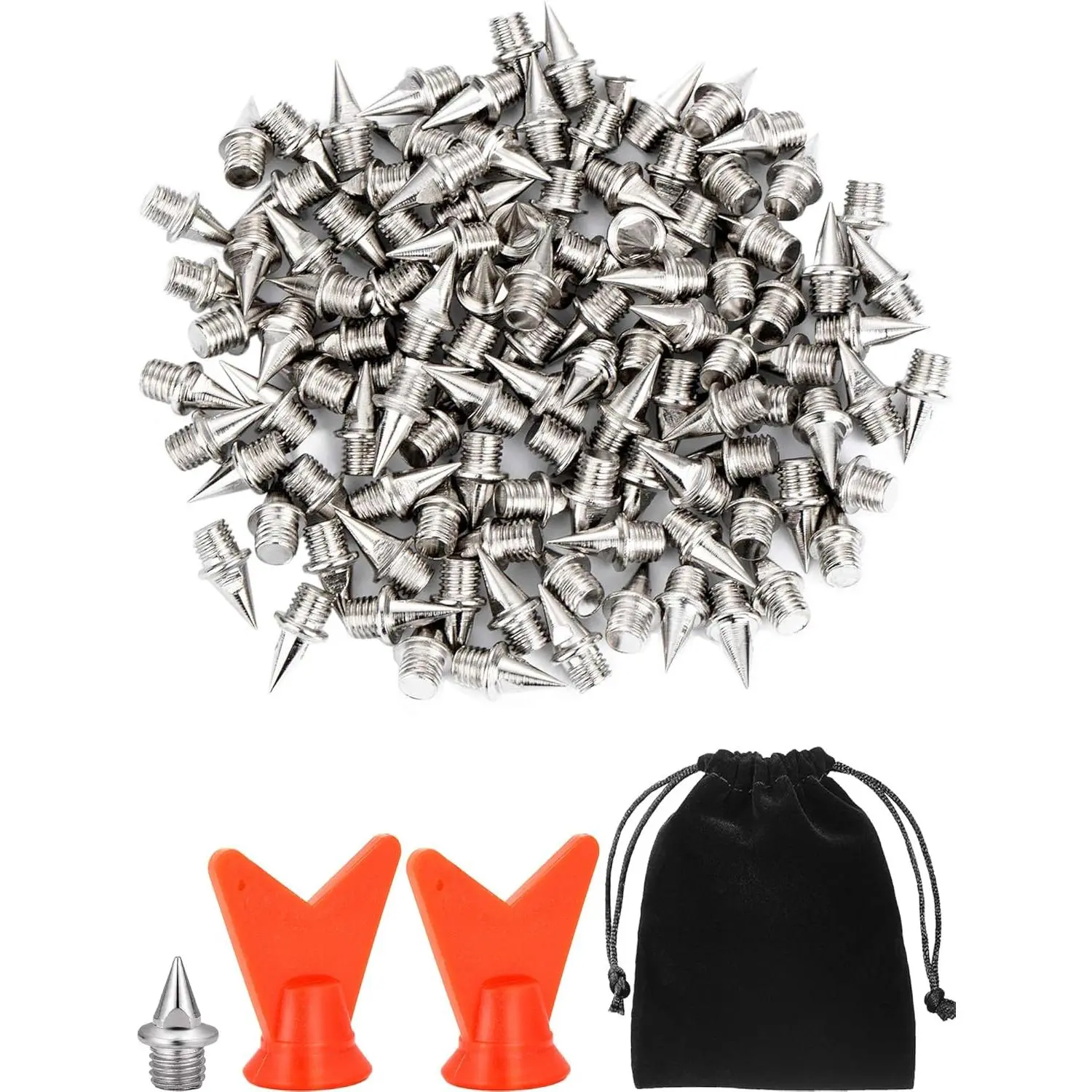 120 Pieces 1/4 Inch Steel Spikes Shoe Replacement for Track Cross Country Golf Shoes, with 2 Spike Wrenches for Sprint Running Field Sports