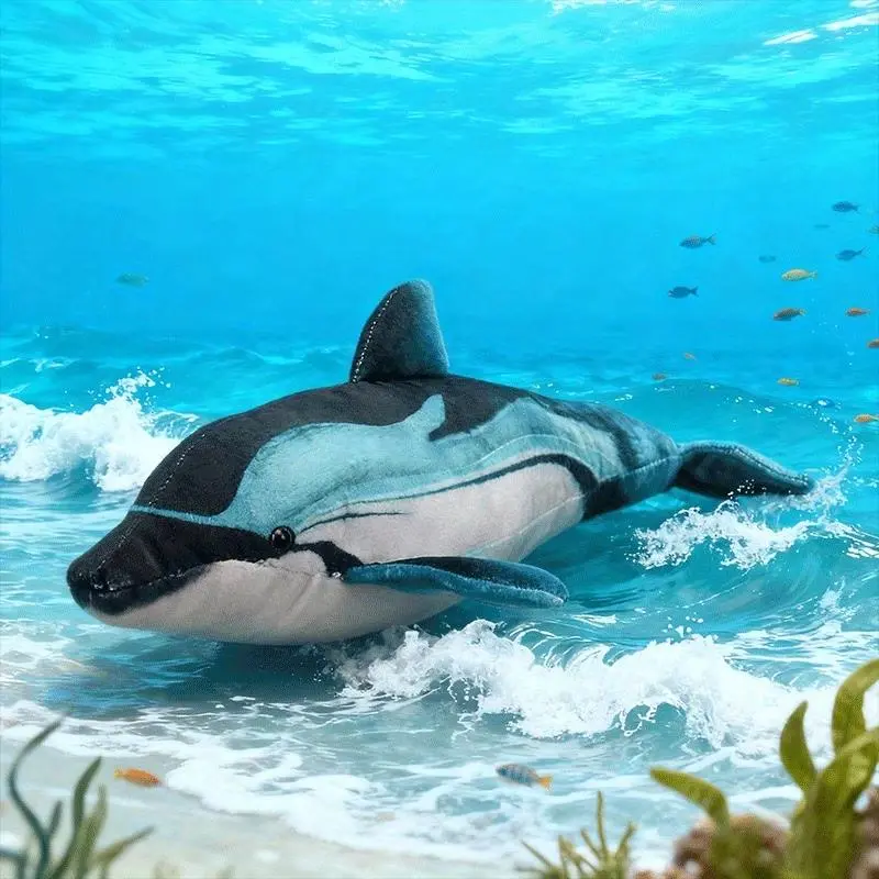 Dolphin Plush Toy Cute Realistic Dolphin Stuffed Animal Toy Marine Organism Plush Ocean Series Toy Home Decoration Unique  Gift