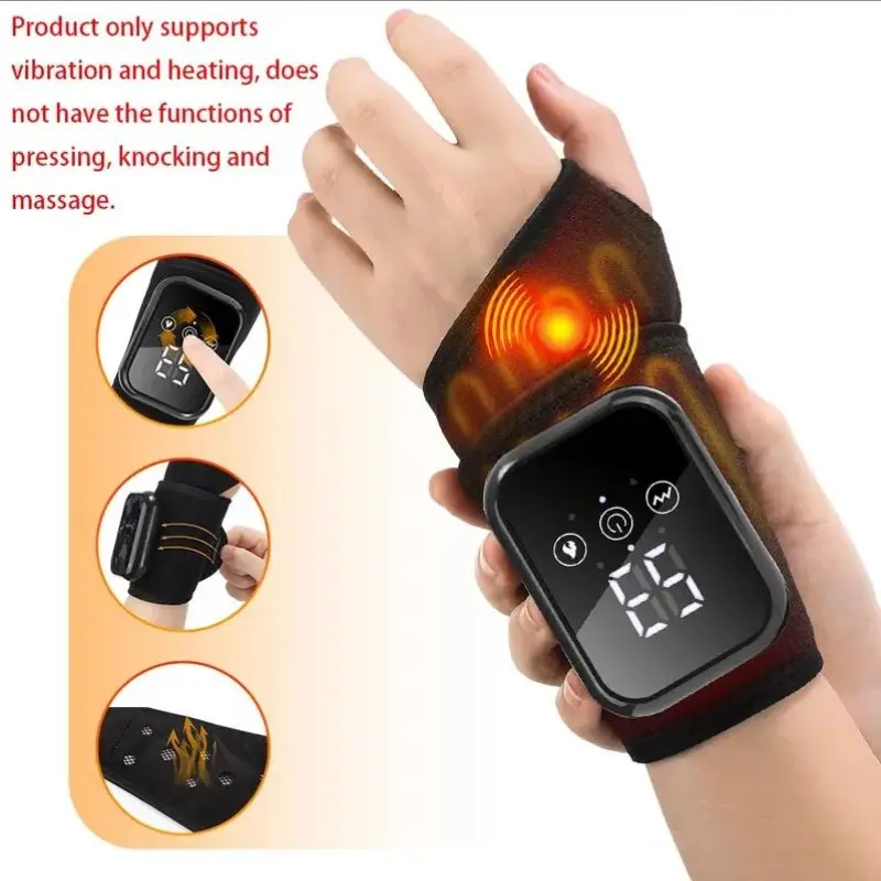 Hand heating vibration device,3 Heating+3 Vibrations, 2000mAh Battery Wrist Wrap, daily wrist support, Ambidextrous Unisex Multifunctional Heating Pad Gloves/Hand Protectors, Hot Compress Rechargeable Wristband for Typing,for work/study/housework/Sport