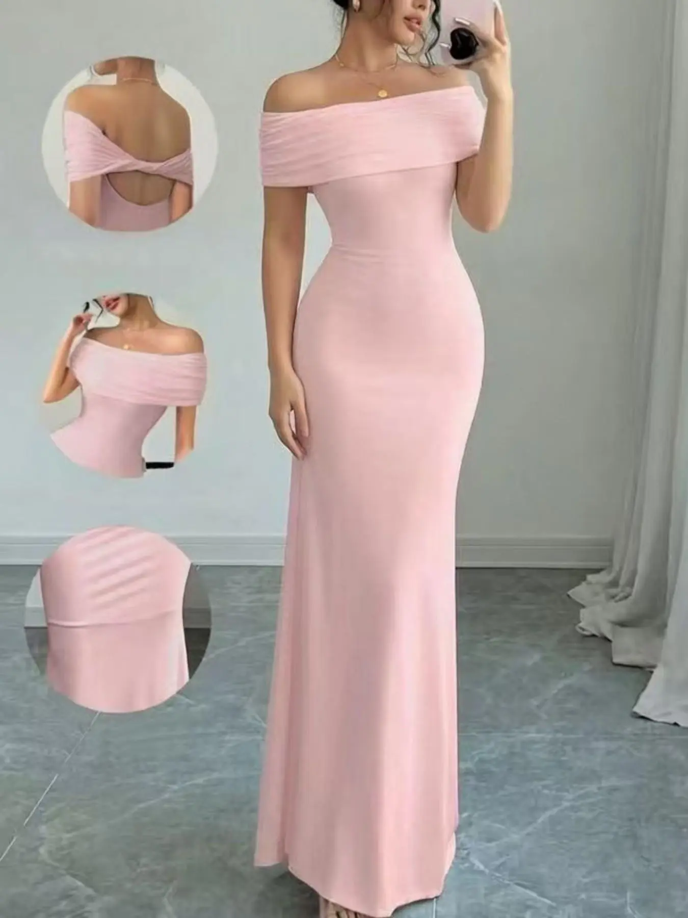 Summer Sleeveless One-Shoulder Evening Dress, Elegant Party Apparel Fashion Slim Fit Elegant Lady Sexy Bodycon Dress, Women's Stylish Summer Clothing