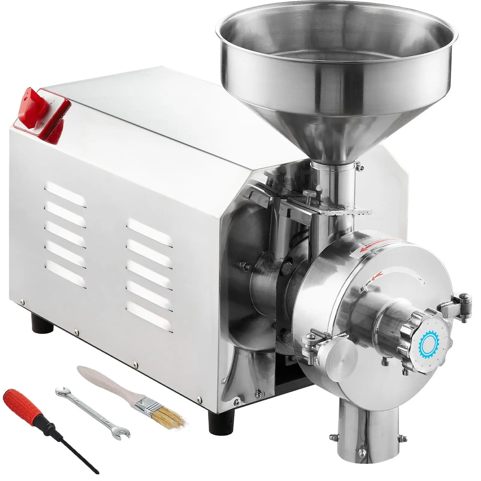 【ToolUpgrade】VEVOR Commercial Stainless Steel Grinder, 3000W Power, 100 KG/H Capacity for Spices, Pepper, Soybean, Peanut, Corn, Grains, Flour Milling Machine