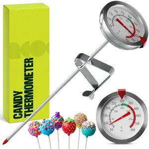 Candy Thermometer with Pot Clip - Deep Fry Oil Thermometer for Frying and Candle Making (White)