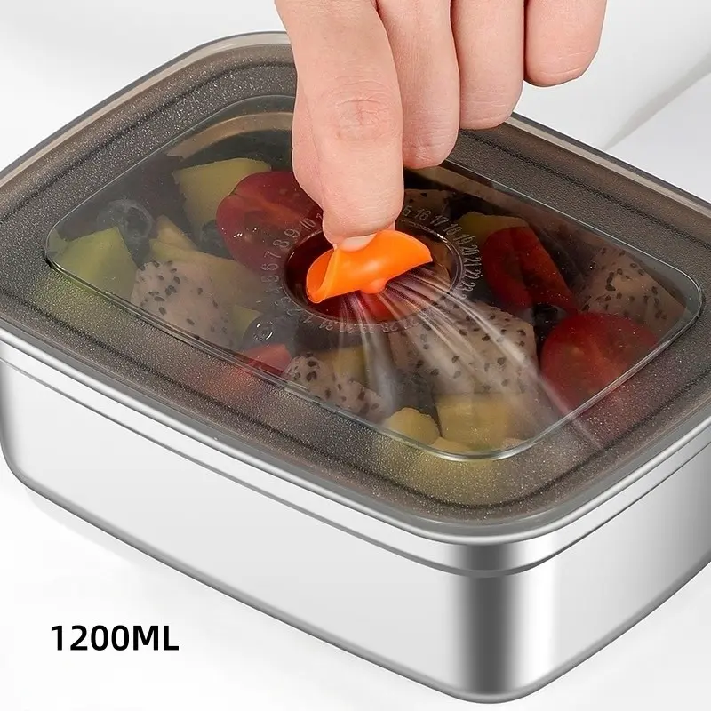 1200ML/1500ML Rectangular Food Storage Containers—High-Quality Stainless Steel Lunch Boxes, Microwave-Safe, Airtight, and Spacious