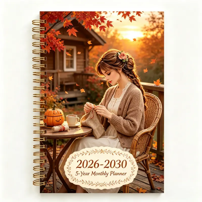 2026-2030 Monthly Planner/Calendar - January 2026 to December 2030, 5-Year Monthly Planner, Healing-Themed Cover Design Notebook, Annual Calendar Planning, Monthly Tabs, 60-Month Calendar, 5.5 x 8.3 Inches, Thickened Paper, Elastic Cover, Durable Double-W