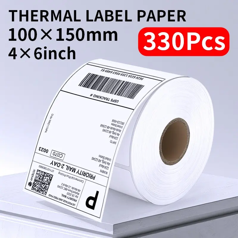4x6 Inch Self-Adhesive Thermal Labels, 330 Sheets, Waterproof Oil-Resistant, Tear Line Perforated, Strong Adhesion, Compatible with Desktop Printers