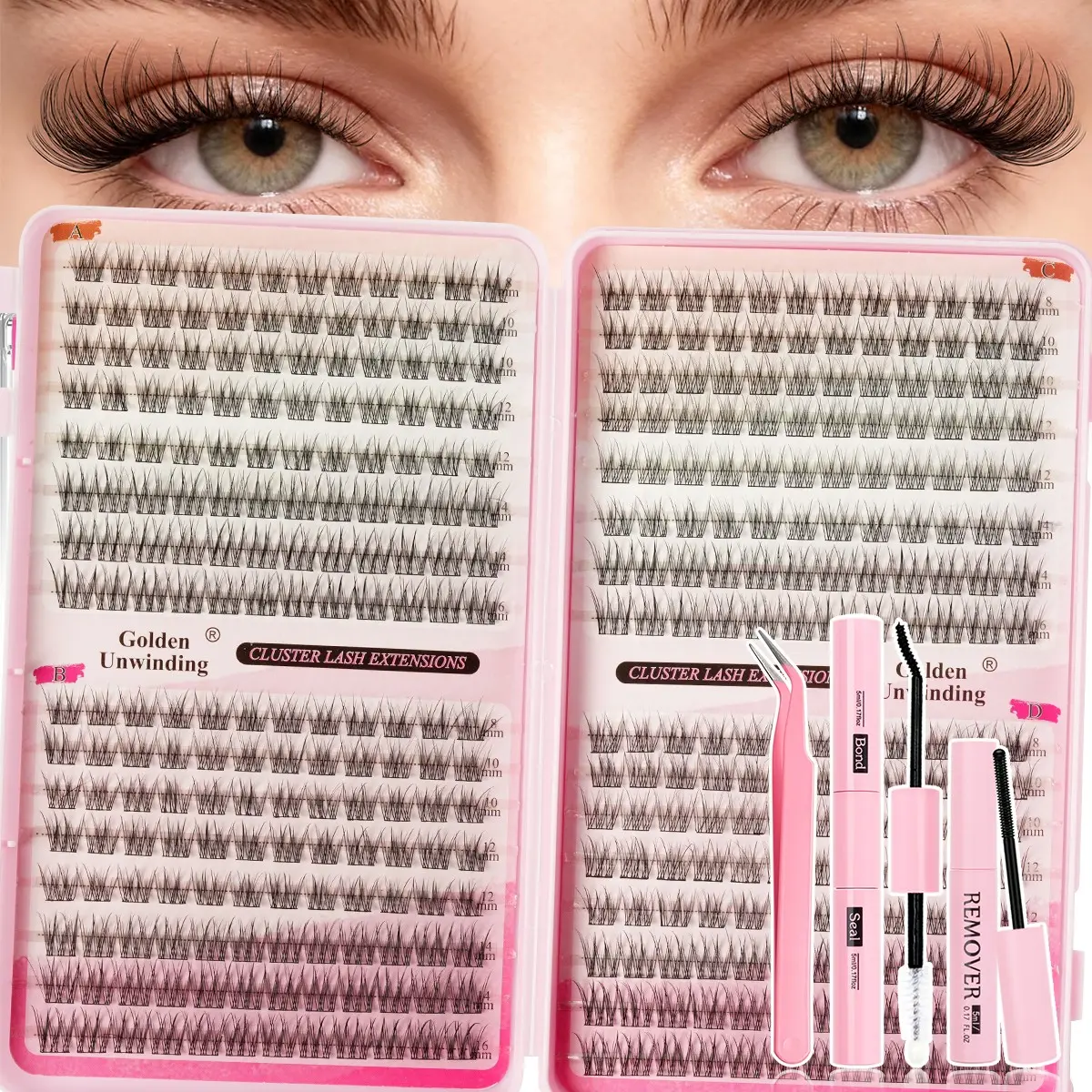 Voluminous False Eyelashes, Mixed Lengths, Natural D Curl, Non-Toxic, DIY Lash Extensions, Dense Style, Water-Proof, Stunning Look, DIY Volume Eyelashes