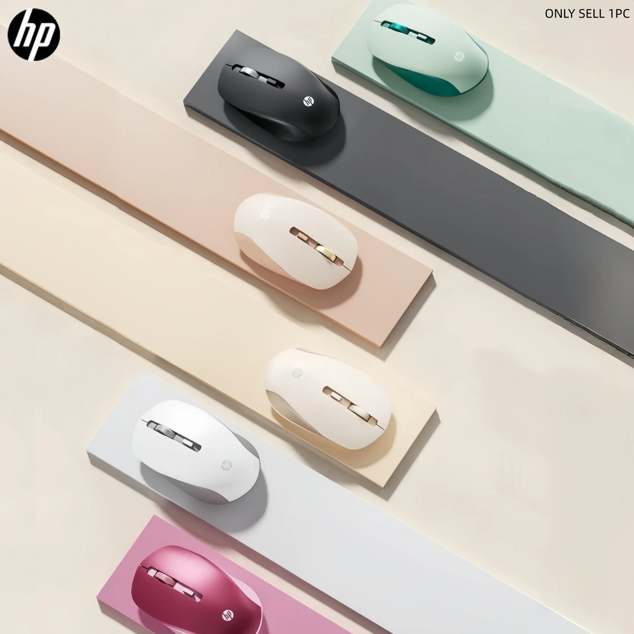 Hp2.4ghz Wireless Mouse, No Mouse Pad Needed, Adjustable Resolution(800/1200/1600 DPI), Low Latency, Battery Protection, Comfortable Grip, Suitable for Computers and Tablets