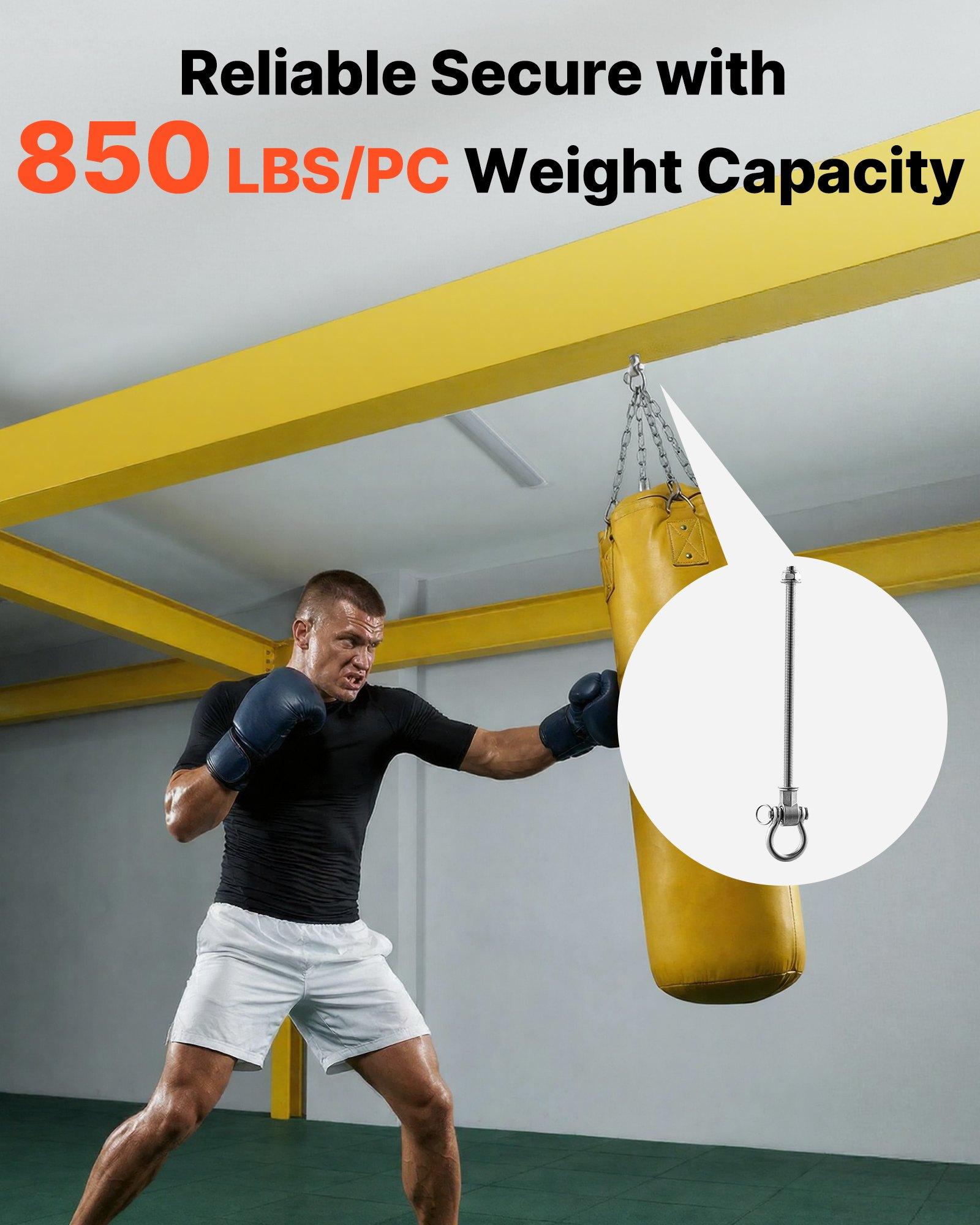 VEVOR Swing Hangers, 6 Pack Heavy Duty Swing Brackets, 850 lbs Each Load Capacity, Smooth Bearing, Stainless Steel Hangers, Ideal for Hammocks Playground Porch Yoga Boxing Bag Indoor Outdoor, Silver