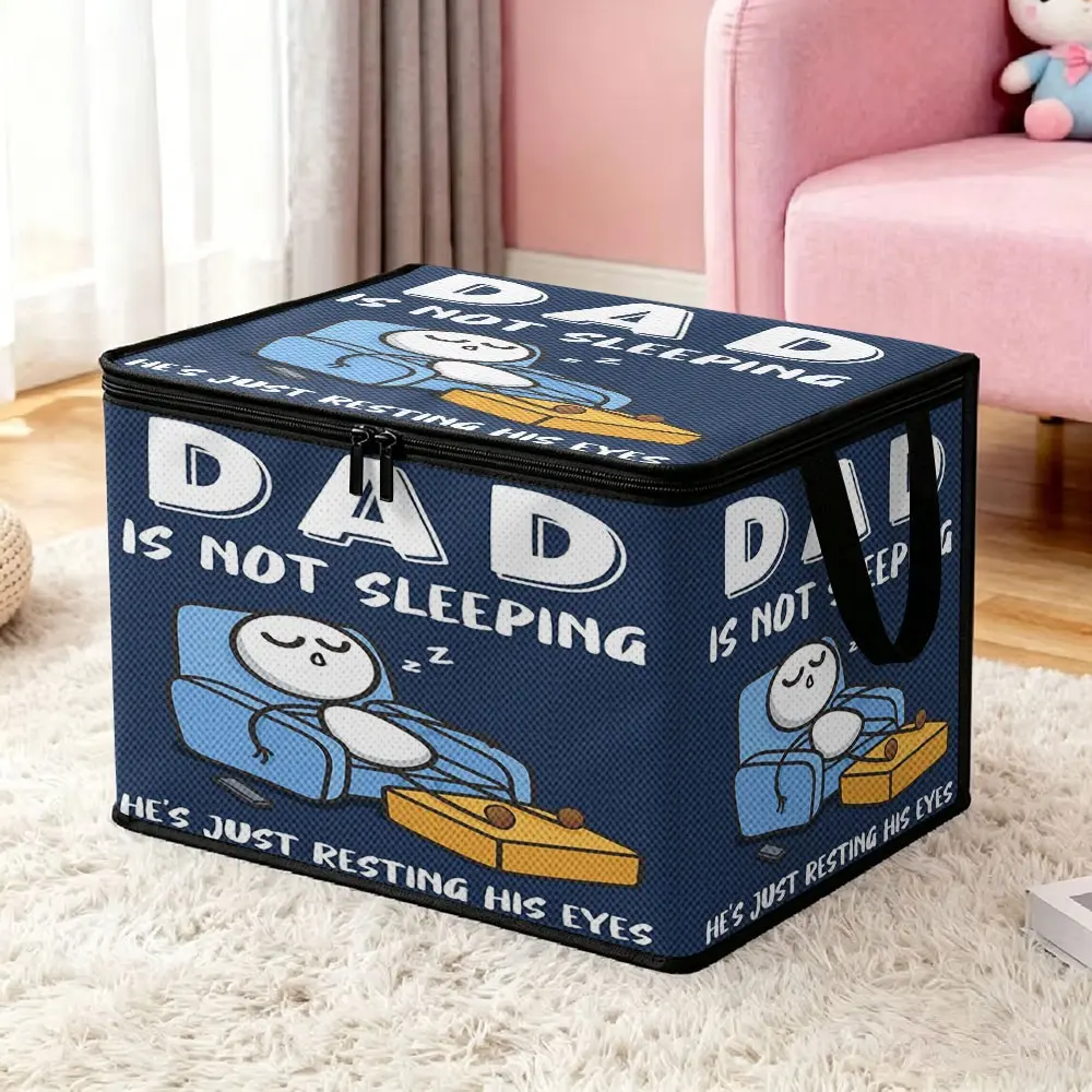 Non-woven Storage Bins with Fun Christmas Dad Slogans, Zippered, Handheld & Foldable Fabric Storage Containers, Dustproof Organizers for Household Clothes and Quilts, Creative Storage Boxes as Father's Day Gifts, Novelty Storage Cases for Dad's Birthday P
