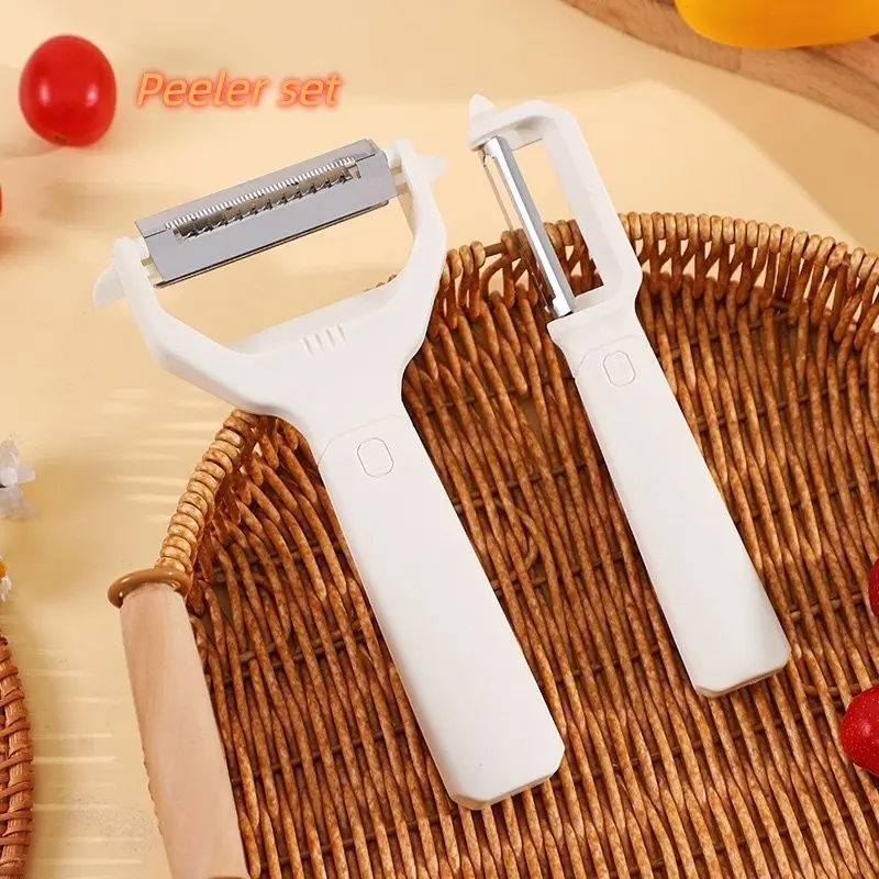 Two-In-One Vegetable Fruit Peeler Set, Flat Edge + Sawtooth Stainless Steel Blades, Ergonomic Non-Slip Handle, Kitchen Tool for Potatoes Apples Carrots