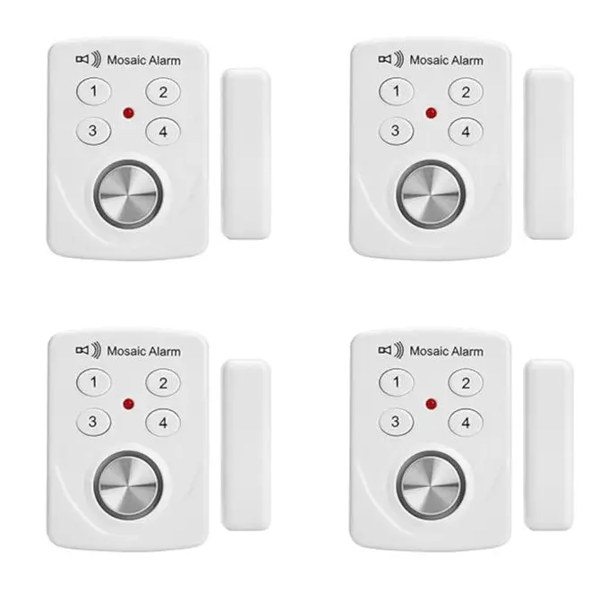 4Pack Interlinkable Door Magnetic Sensor Alarm & Doorbell, Adjustable Child-Friendly 130db Window Break Sliding Siren Vibration Detect Sensor For Home, Apartment Security. Keypad Intruder Burglar Entry Alert Chime,Door Open Contact Sensor Alarm Chime