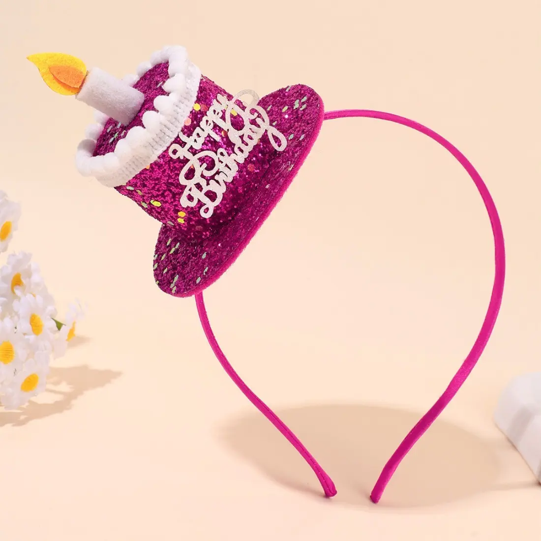 Kids Birthday Crown Headband Party Candle Cake Hat Lightweight Photo Prop for Toddlers Birthday Celebration and Cake Smash Photoshoot