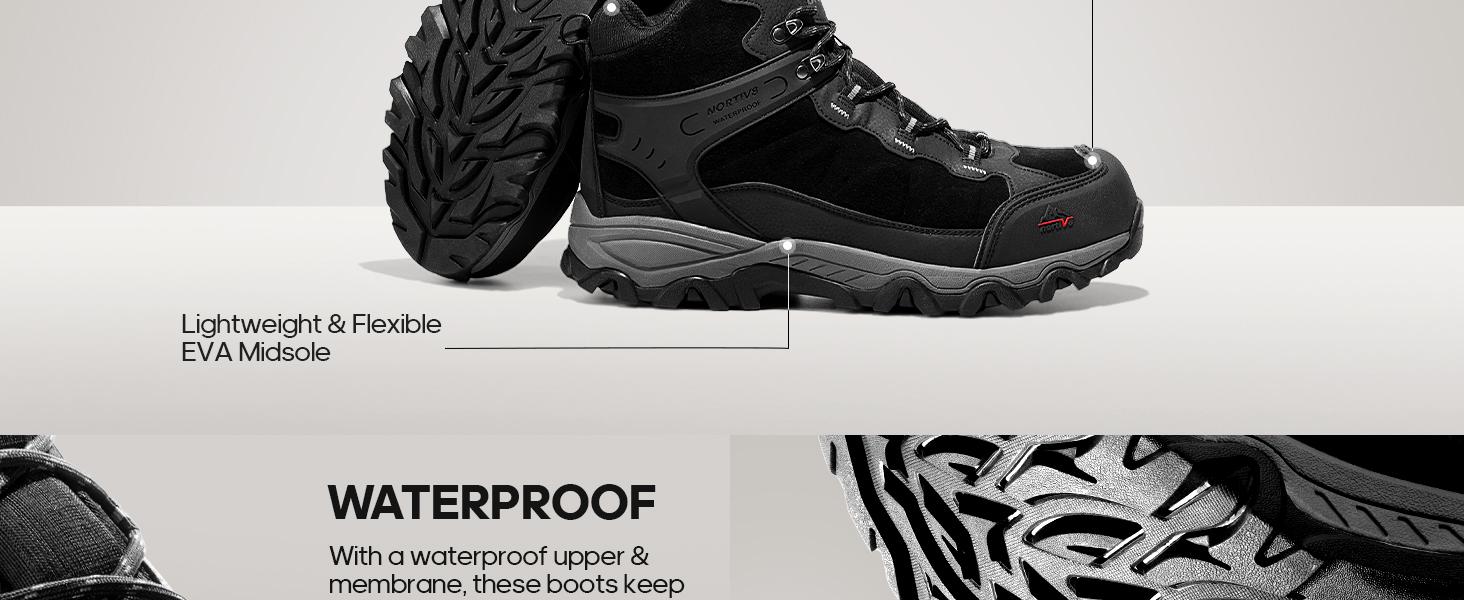 NORTIV 8 Men's Waterproof Hiking Boots Outdoor Mid Trekking Backpacking Mountaineering Shoes Adventure Camping Footwear NORTIV 8 Men's Waterproof Hiking Boots Outdoor Mid Trekking Backpacking Mountaineering Shoes Adventure Camping Footwear