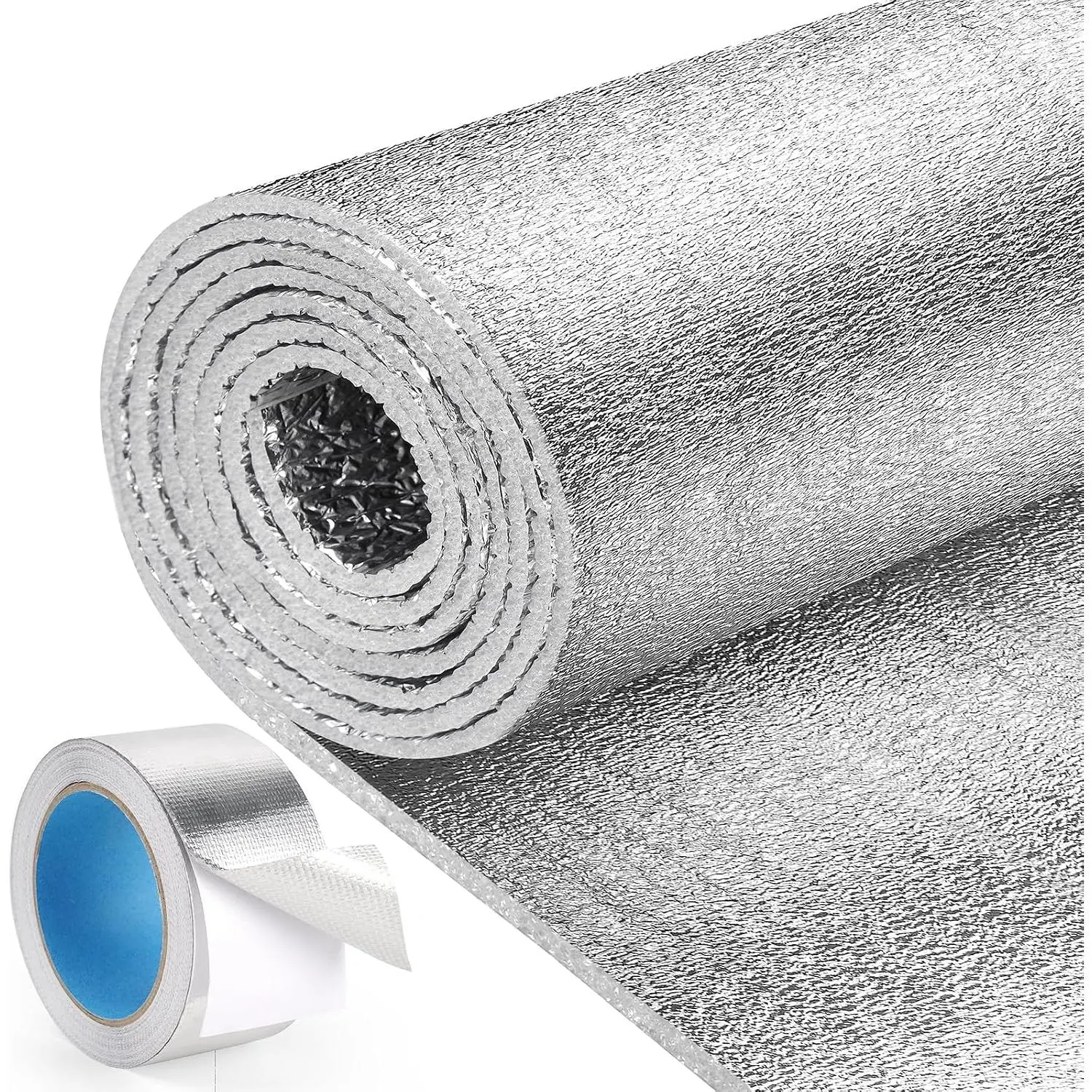 Window Insulation Roll, 48 in x 10 ft Heat Blocker |   Window insulation for summer heat,-sided foil, foam core, RV and home windows, folded for shipping