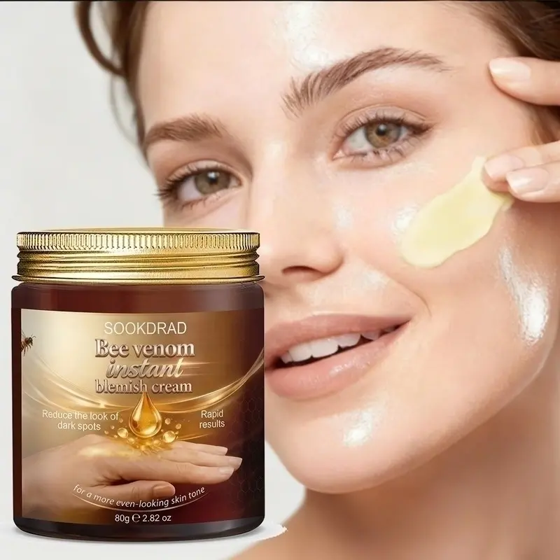 Bee Venom Instant Fade Cream, Natural Bee Venom Essence, Lightens Dark Spots, Gentle Care, Anti Aging Moisturizer, Full Face Use, 80g, Suitable for Sensitive Skin, Travel-Friendly