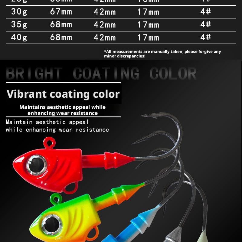Fishing hook with simulated fish head, heavy-duty lead head hook, UV fish head lead head hook lure, Zhou Shan Hai Ya bionic bait