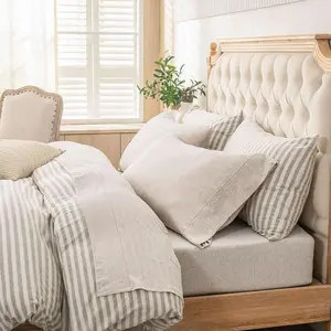 Jersey Knit 4pc Bed Sheet Set 100% T-Shirt Heather Cotton Super Soft Comfy Breathable Fits Mattress Up to 20" Extra Deep Pocket (Heather Beige, Queen)