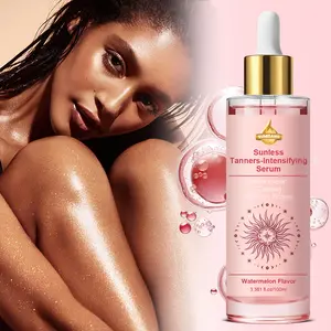 Tanning Booster Essence, Sunless Tan Accelerator, Deep Nourishment, Natural Glow, Even Tone, Refreshing Watermelon Scent, Brighten Skin
