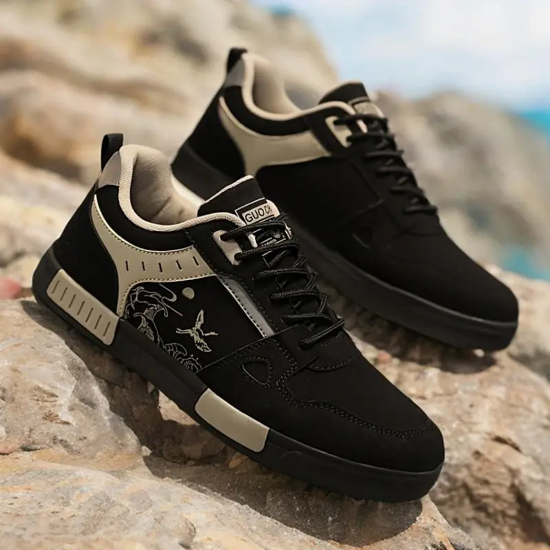 Men's Easy-Clean Skate Shoes With Good Grip - Vintage Style, Low-Top Lace-Up Sneakers For All Seasons, Skate Shoes