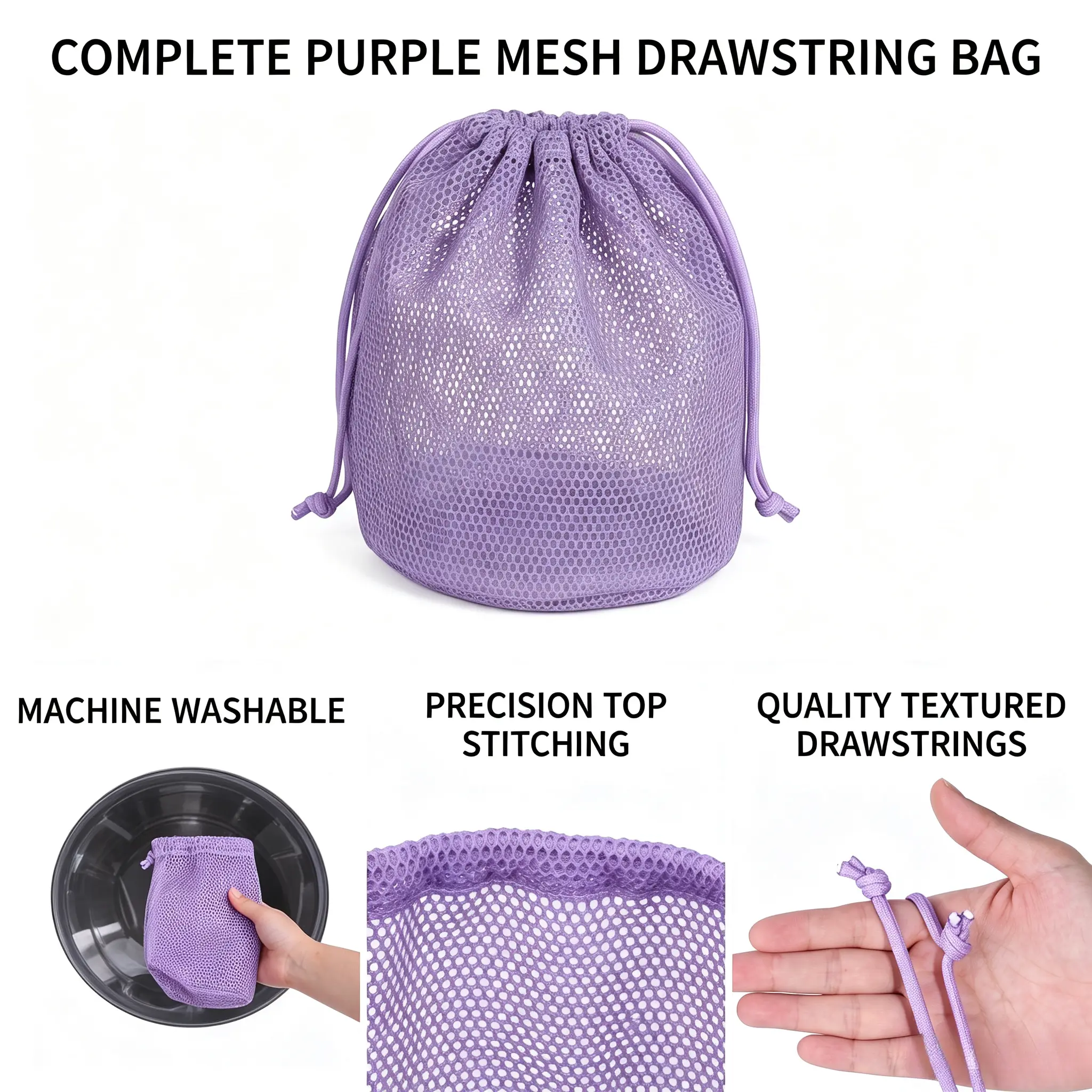 2 pcs Multipurpose Nylon Mesh Drawstring Storage Bag, Portable Travel Outdoor Pouch for Makeup, Electronic Gadgets, Small Daily Essentials-YY1