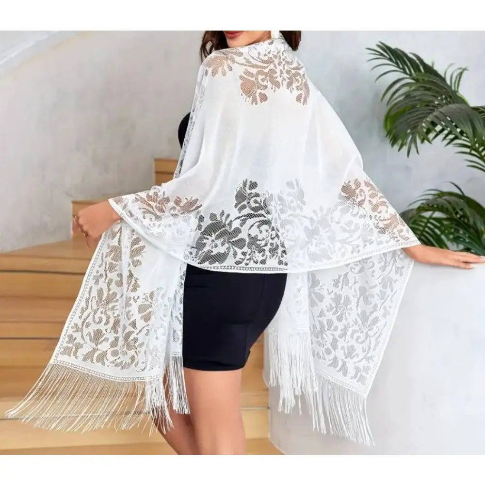 Women's Floral Embroidered Shawl, Soft Lightweight Boho Wrap Scarf, Elegant Cover Up for Wedding & Everyday Wear