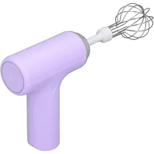 Electric Egg Beater, Cordless Hand Mixer with 2 Metal Mixing Whisk, 3 Speeds Adjustable, Whipping Cream Butter Stirring Egg Liquid Jam (Purple)