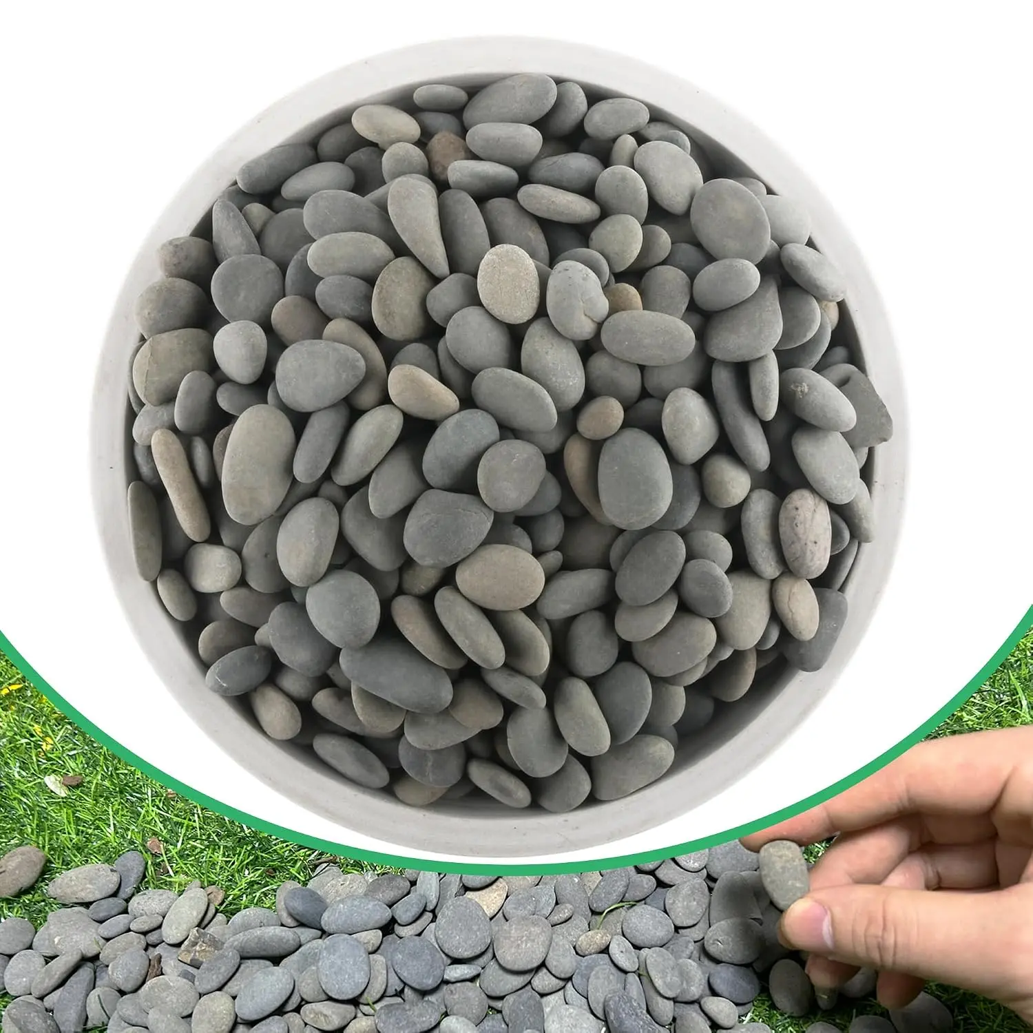 2.4LB River Rocks Mexican Beach  for Garden Landscape Stone Paving Stone Grey (1Inch)