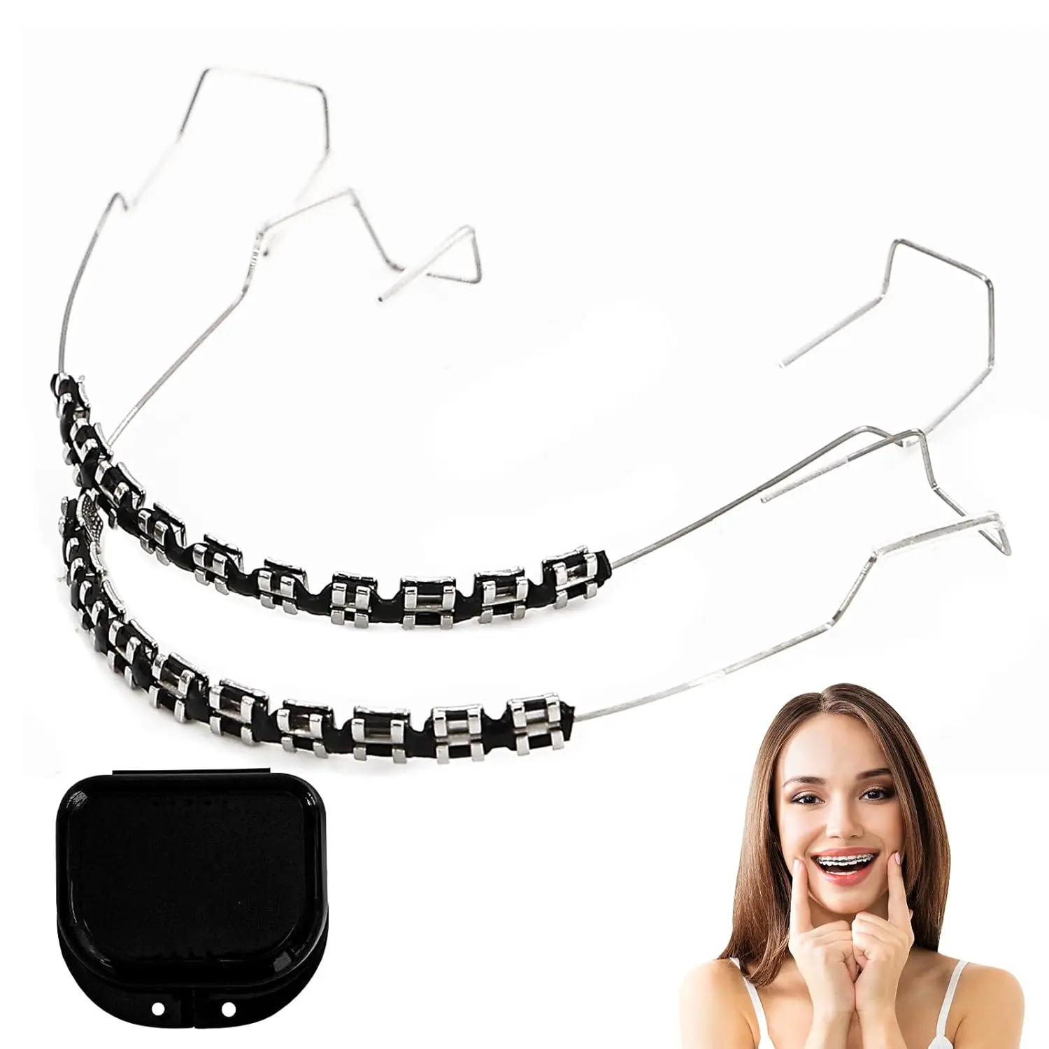 Fake Braces, Temporary Tooth Decoration with Brackets & Wire, Removable Fake Braces Kit for Orthodontists to Explain, for Dental Students to Practice, Brackets Falsos Para Dientes (Blac