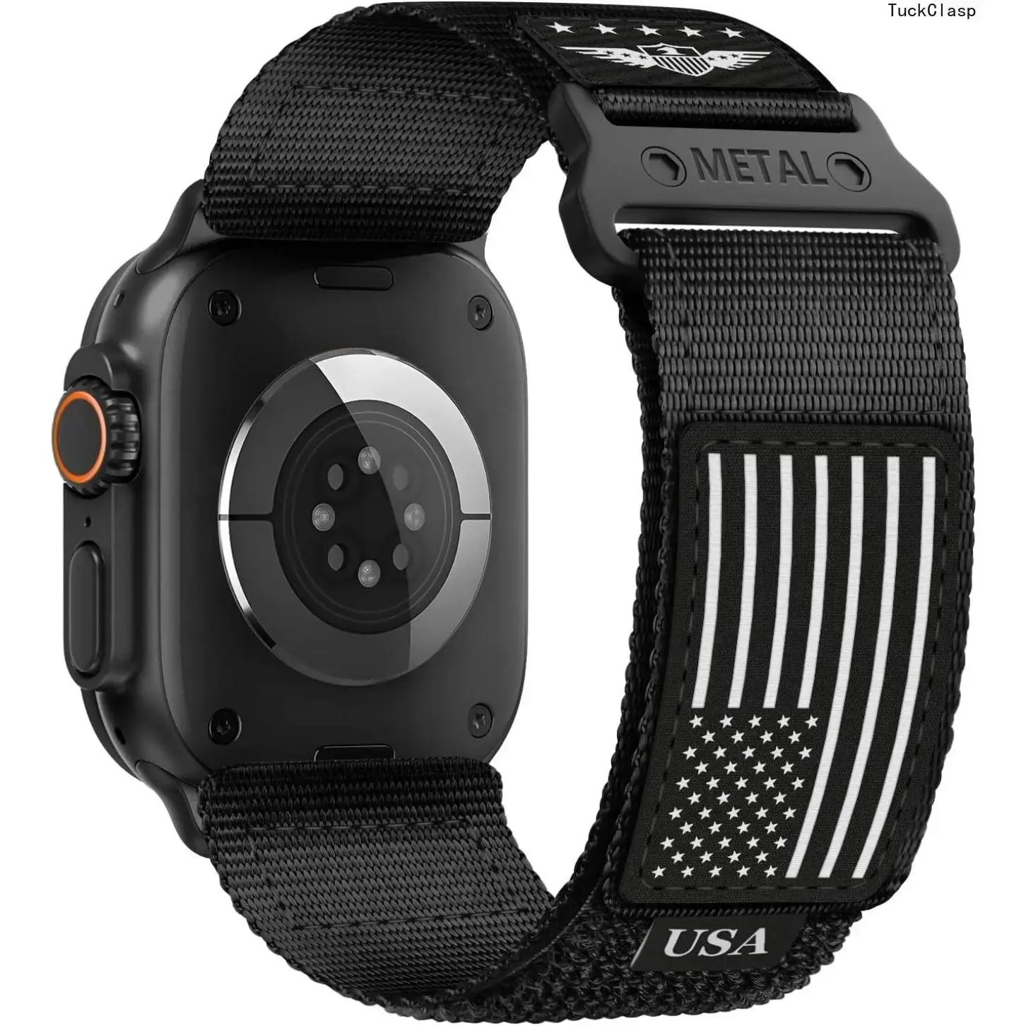 2026 New Rugged Woven Nylon Watch Band Only, Stars & Stripes Flag Design Men's Wristband, Compatible with Apple Watch Ultra 1 2 3 49mm 46mm 45mm 44mm 42mm Series 3–11 SE, Soft Durable Replacement Strap for Outdoor & Daily Wear