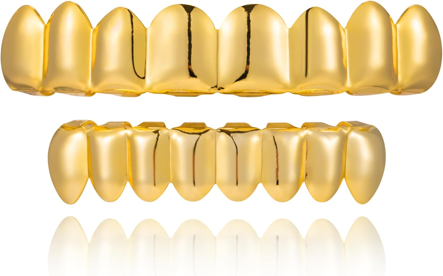 Grillz 14K Plated Gold Grills for Teeth Men 6-8 Teeth Caps Top Bottom Set Mens Mouth Dental Grillz Teeth Vampire Fangs
