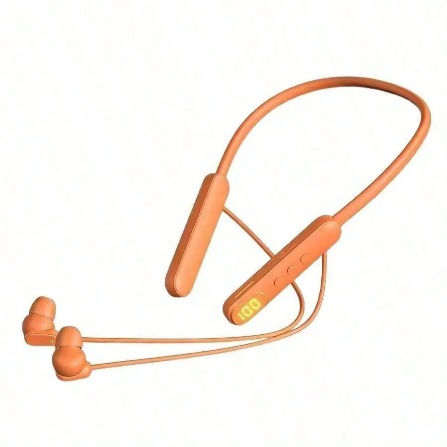 Wireless Bluetooth Neckband Earbuds - Noise-Canceling Headphones with LED Battery Display, Secure Fit, Durable Structure, Stable Connection, Long Standby, Type-C Port, ENC Calls, Smart Voice Assistant, Sound Isolation, Works for Gym, Android Device, In Ea