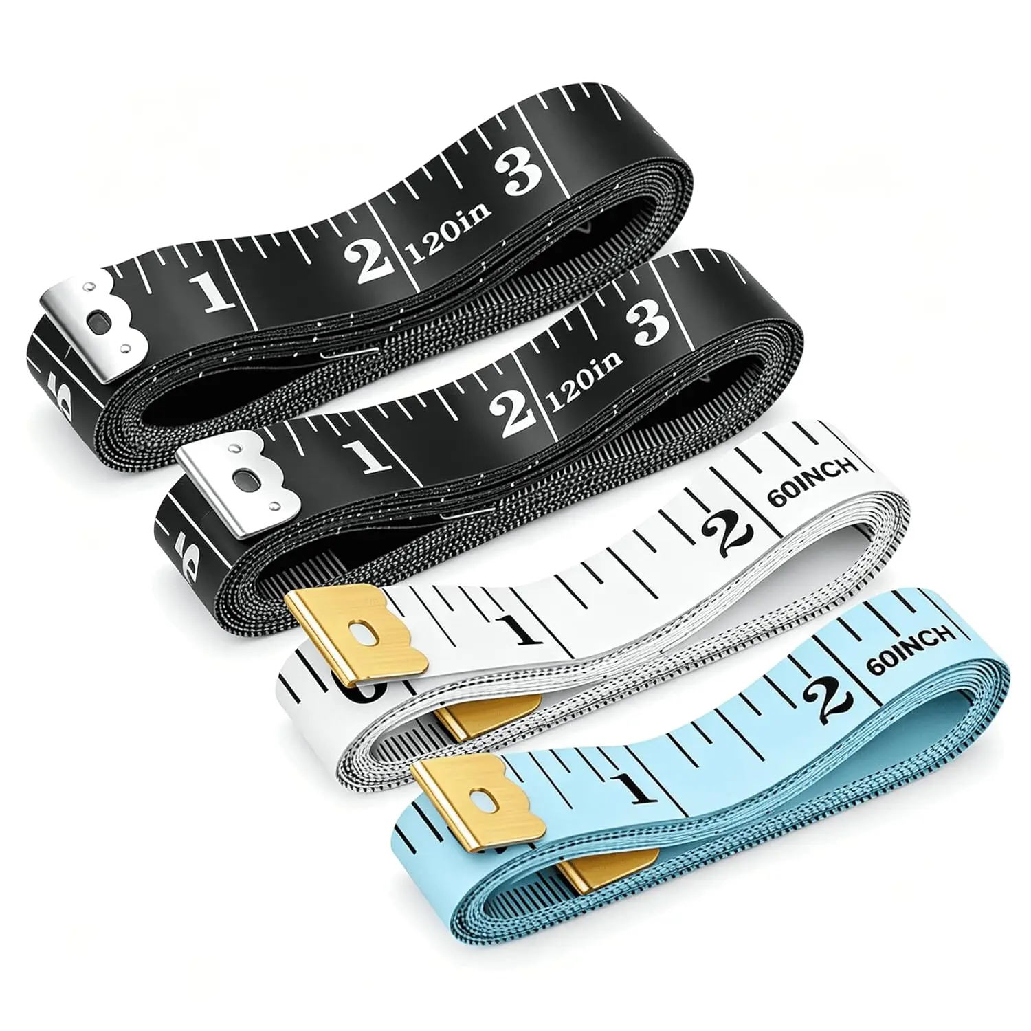 4 Pack Soft Tape Measure  Measuring Tape, 120inch and 60inch Soft Fabric Measuring Tape Double-Sided Flexible Ruler for  Fabric Sewing Tailor Cloth