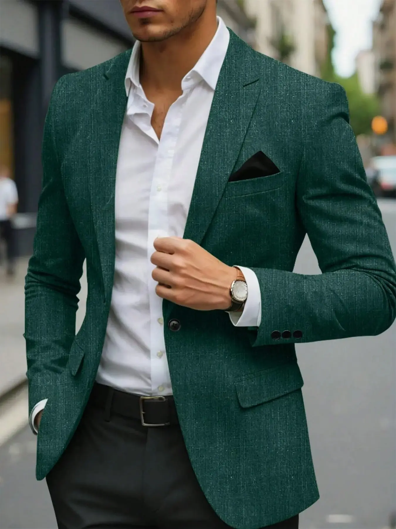 Men's Single Button Blazer, Fashionable Suit Jacket, Perfect for Formal and Casual Wear, Ideal for Business Meetings and Events, Long Sleeve