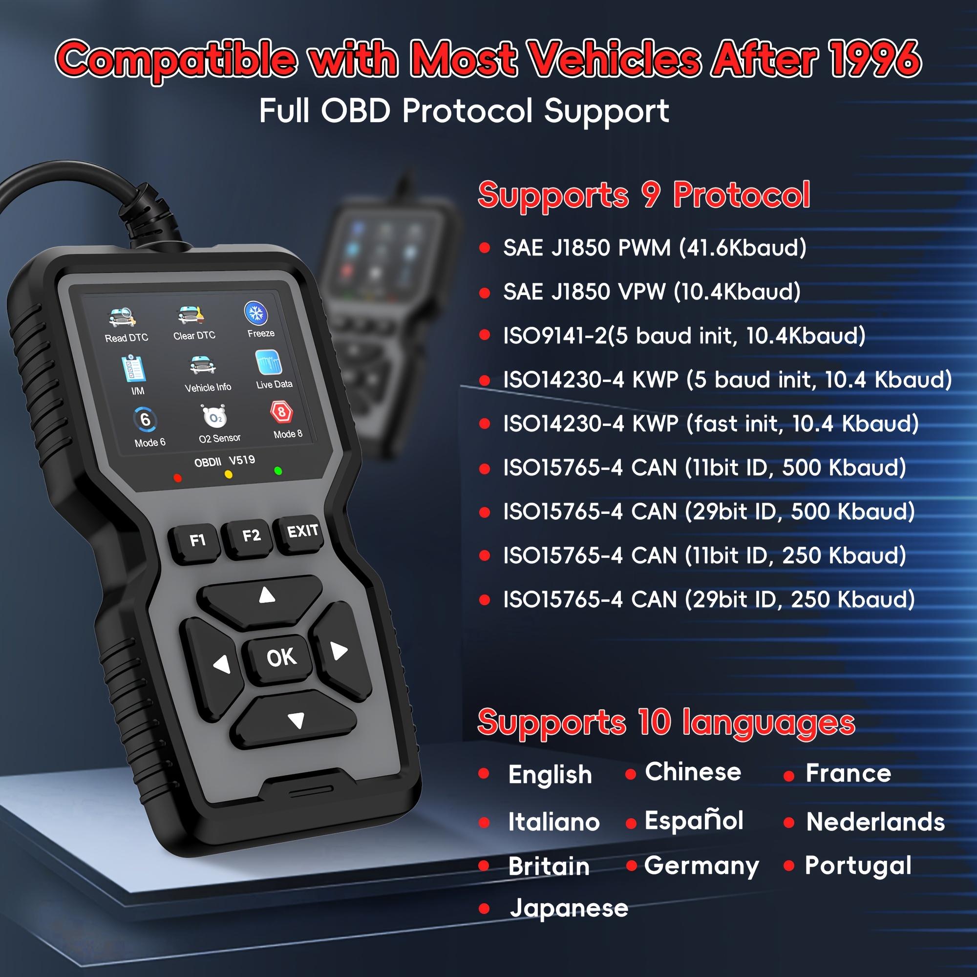 Professional OBD2 Scan Diagnostic Tool| Enhanced Engine Fault Code Reader And Reset, Mode 6/8 Advanced OBDII/EOBD Car Diagnosis Scan Tool, Battery Tester, I/M Preparation State, Error Code Eraser| Suitable for All OBD II Protocol Cars Since 1996