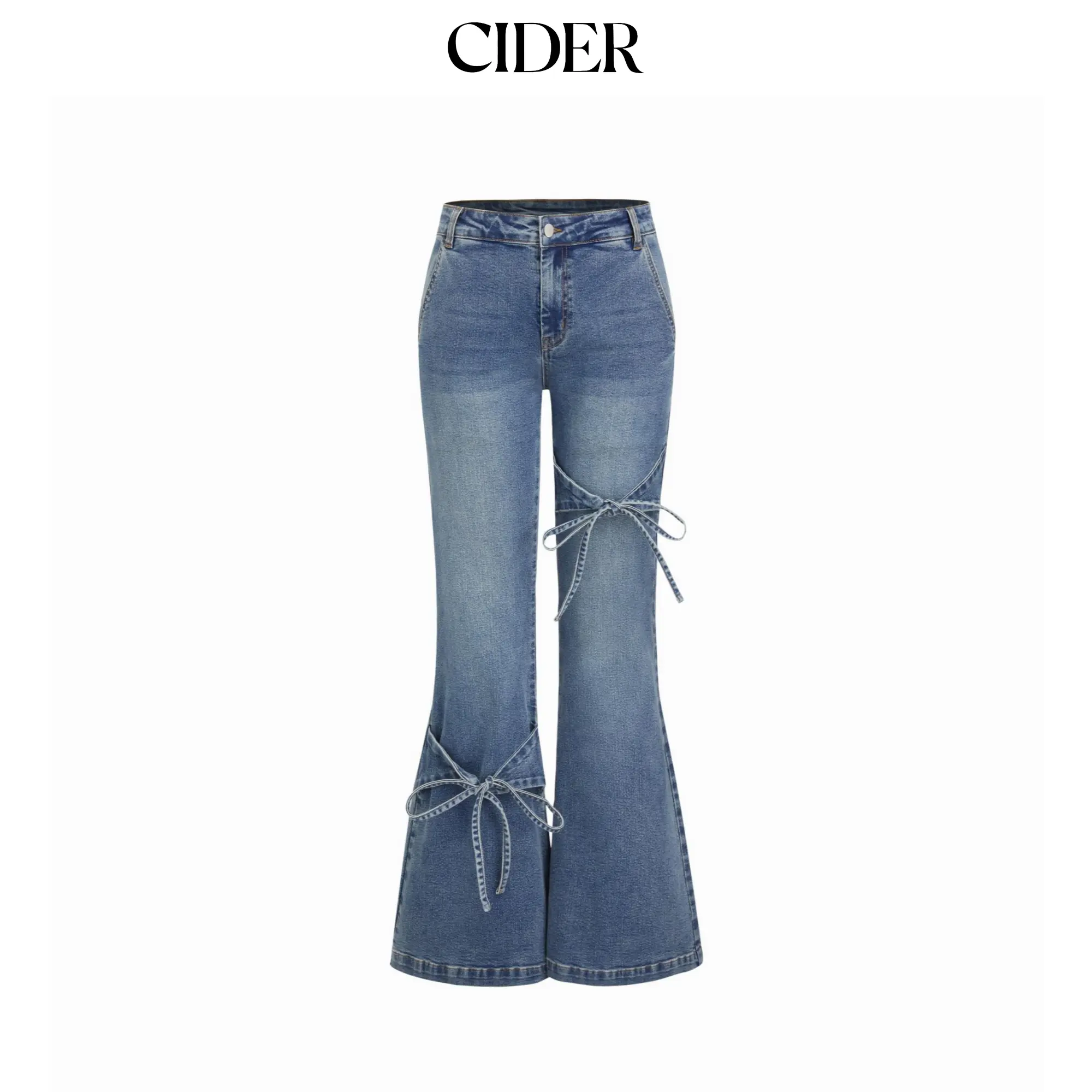 Cider Stretch Cider Denim Low Rise Bowknot Flared Jeans