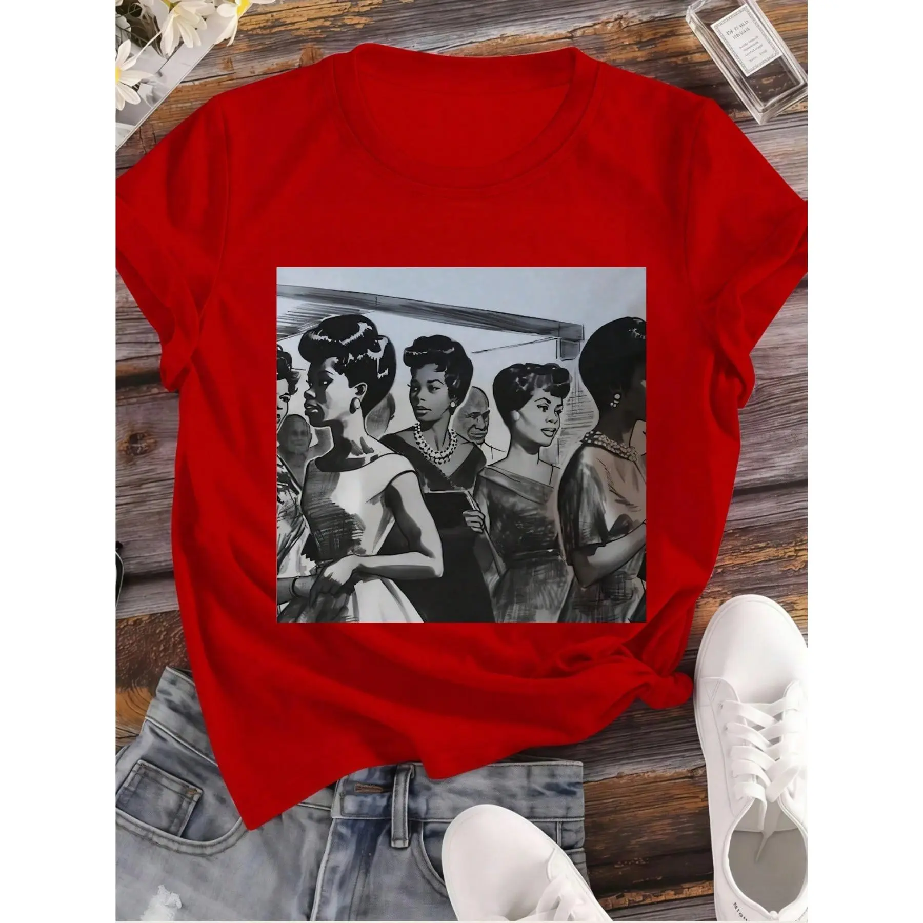 Old School Tee- African American Shirt Vintage 1950s Afrocentric Top - Adult Unisex funny wife basic short-sleeve casual