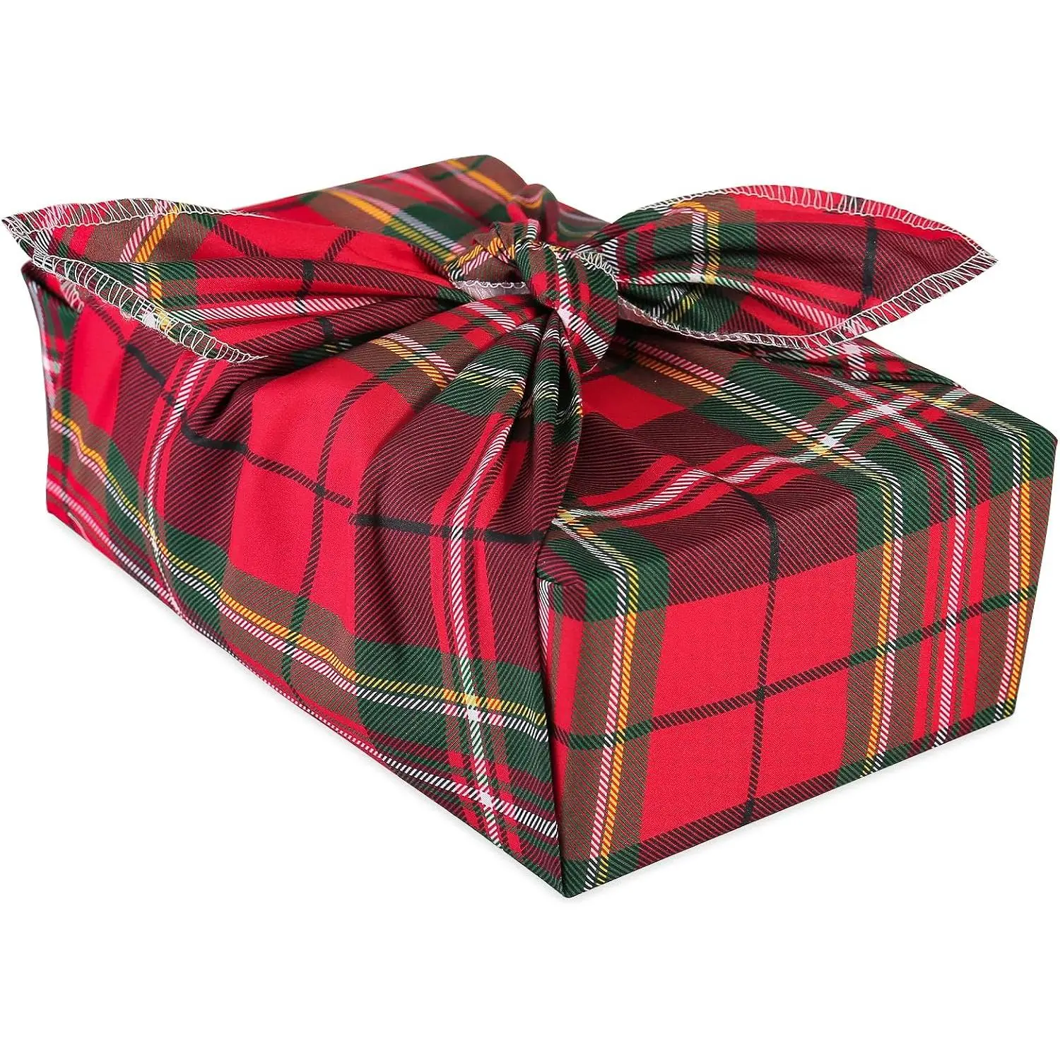 26"  Christmas Cloth Wrap, 1 Fabric Wrap with Red Black Tartan  Design   , Classic    Wrapping for Holiday, Winter Party, Housewarming Gifts