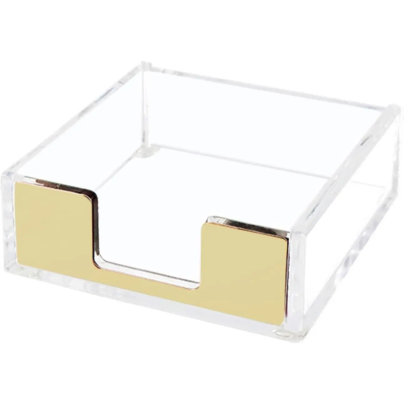 Gold Sticky Note Holder Clear Acrylic Yellow Post Note Pad Holders Memo Dispenser Case for Desk Office School Aesthetic Supplies Accessories (Pure Gold)