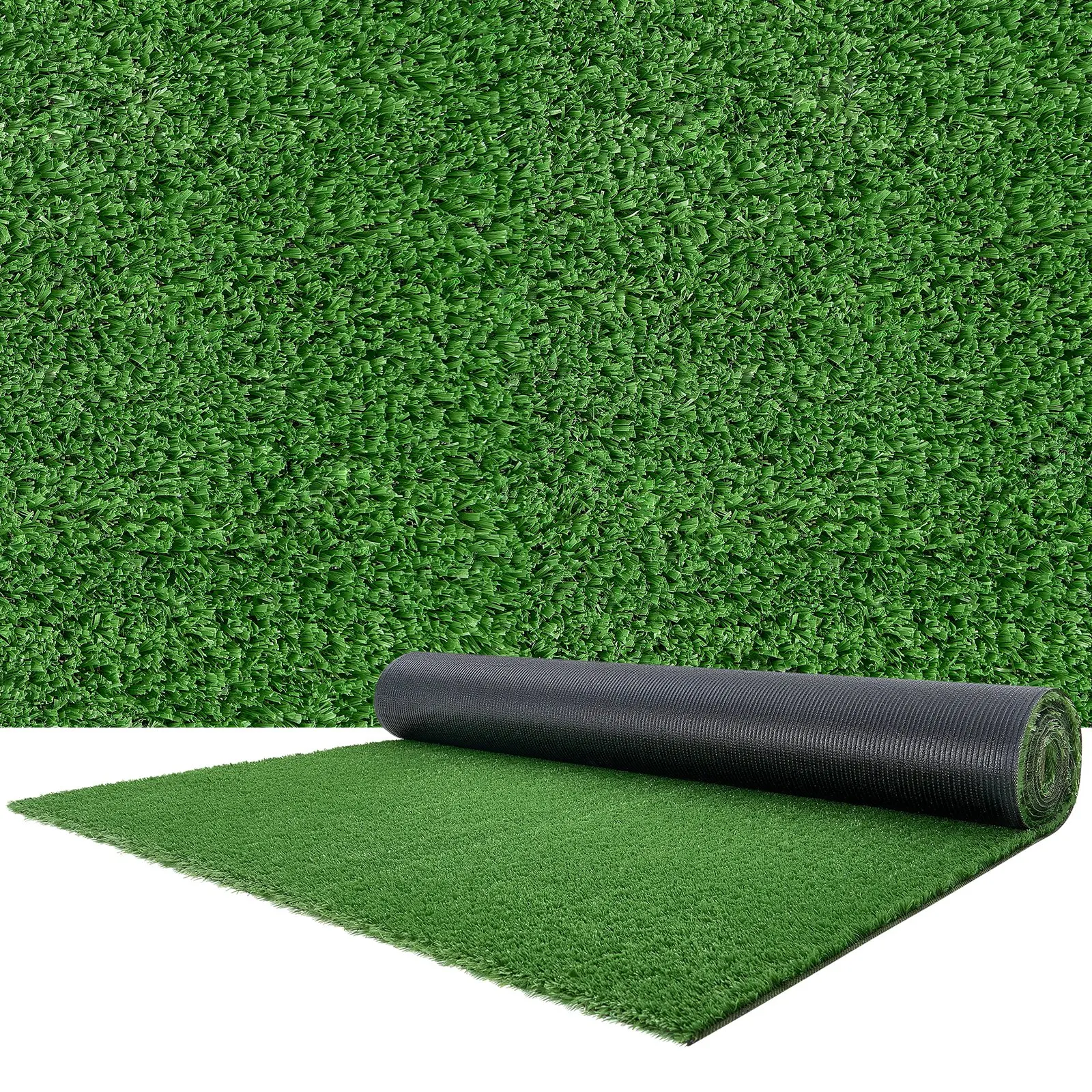 【toolupgrade】VEVOR Artificial Grass, 10x 3 ft Fake Grass Turf Rug, 0.6 in Pile Height Realistic Synthetic Lawn Carpet Roll Mat, Easy Clean Drainage Holes for Patio, Garden, Balcony, Outdoor Indoor Decor, Green