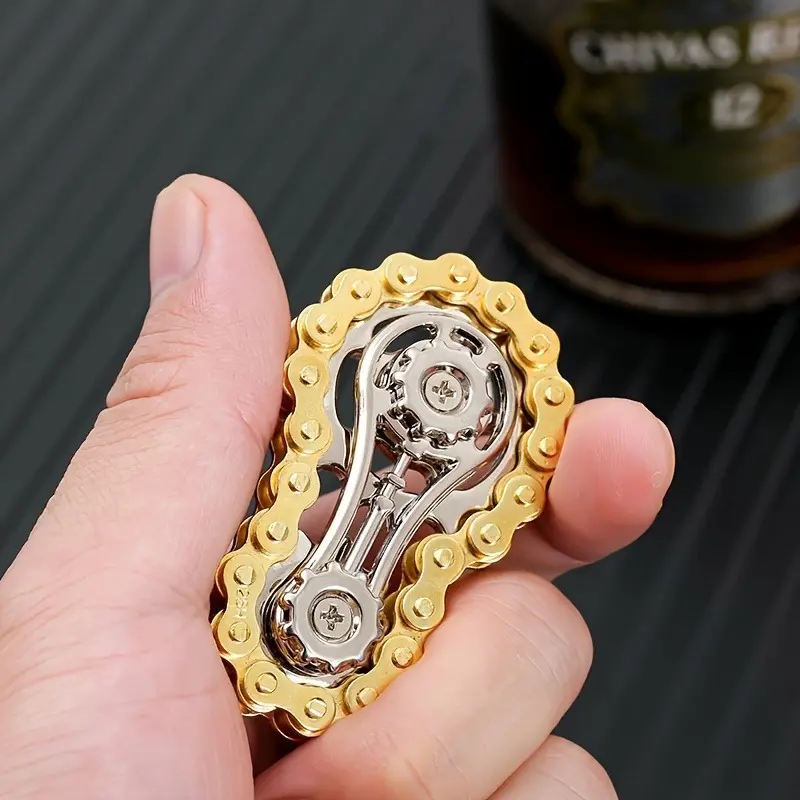 Chain gear fidget spinner, mechanical spinner, fidget chain spinner, stress-relieving toy, very suitable for office workers and students