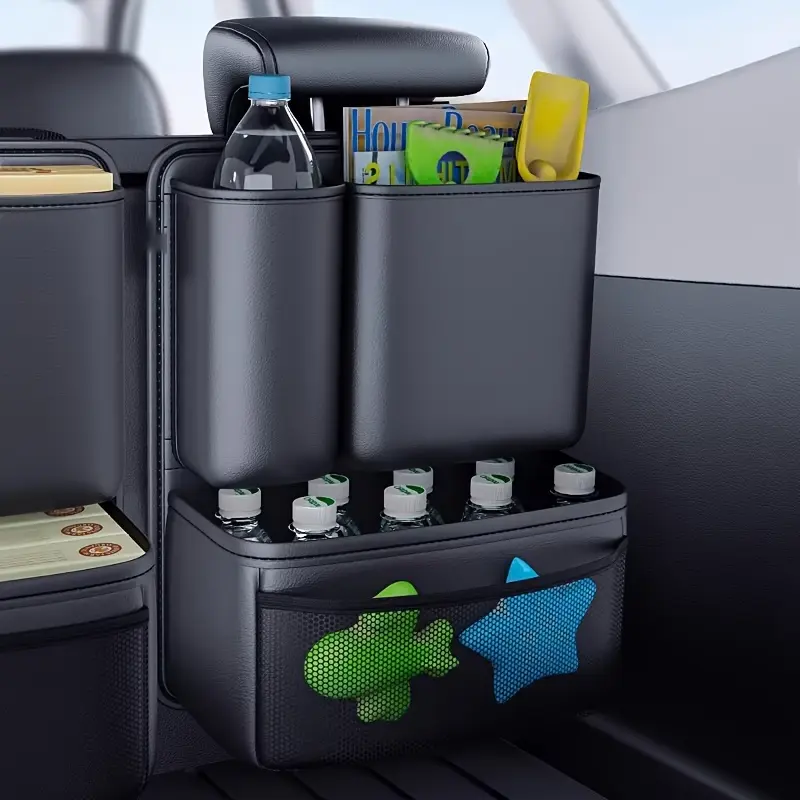 Must-have trunk organizer for camping & road trips. Separate spaces for snacks, tools and gadgets. Waterproof tough PU leather, wipe clean in seconds