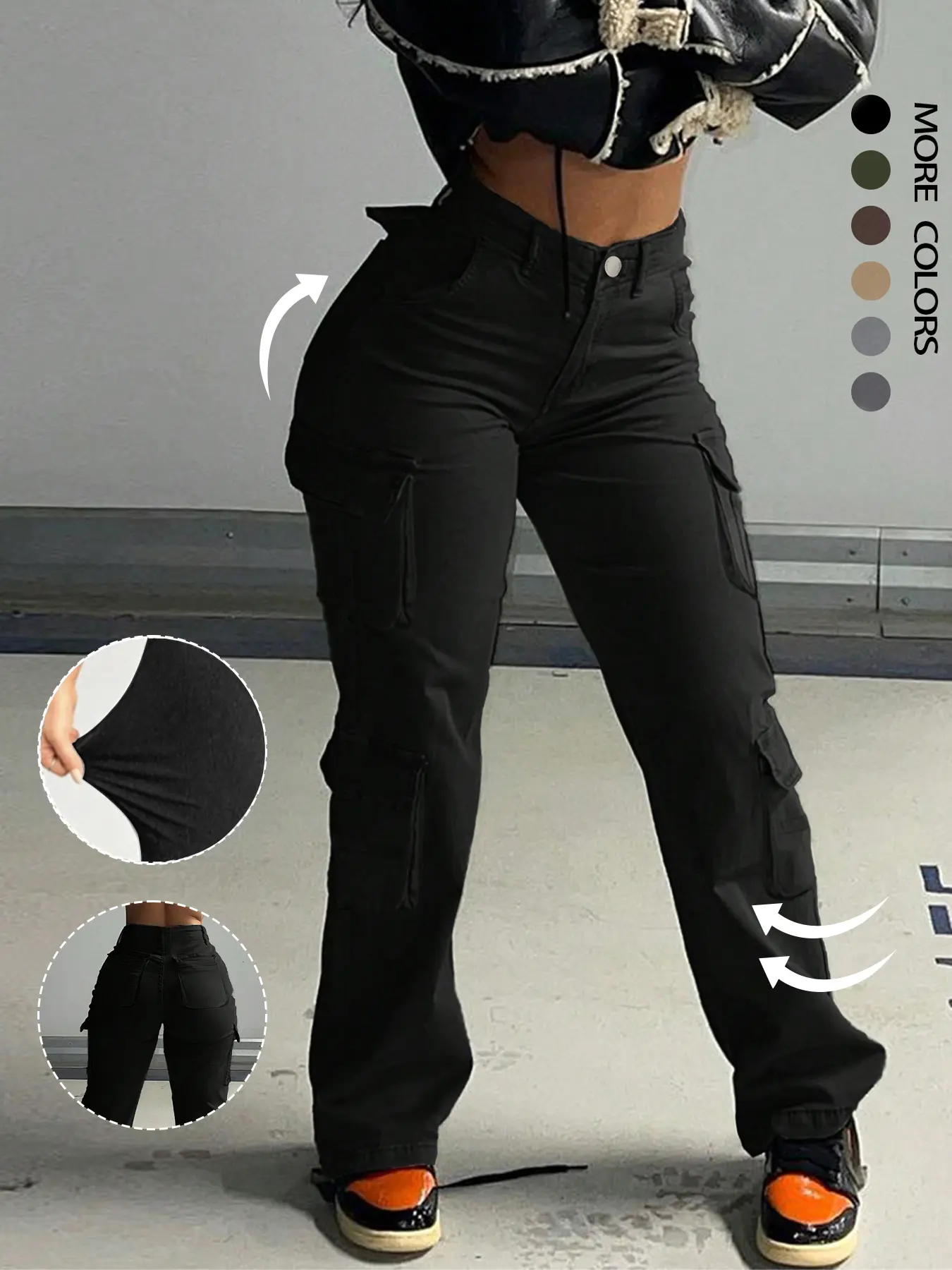 Fashion High-Waisted Cargo Pants with Pockets, Y2K Tactical Style Pants, Streetwear, Casual Retro Women's Bottoms for Fall & Winter