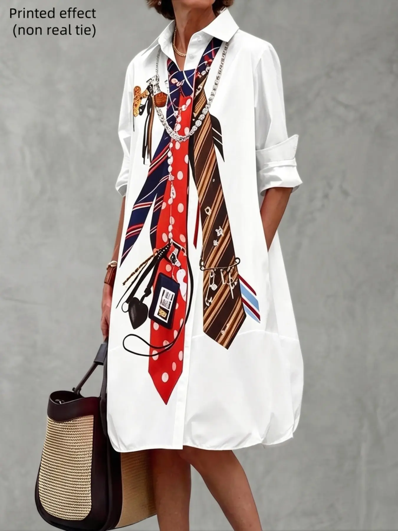 Long Sleeve Loose Fit Printed Midi Dress with Button and Pocket, Stylish Casual Boho Shirt Dress Fashion Wear, Perfect for Daily, Comfortable and Trendy Design