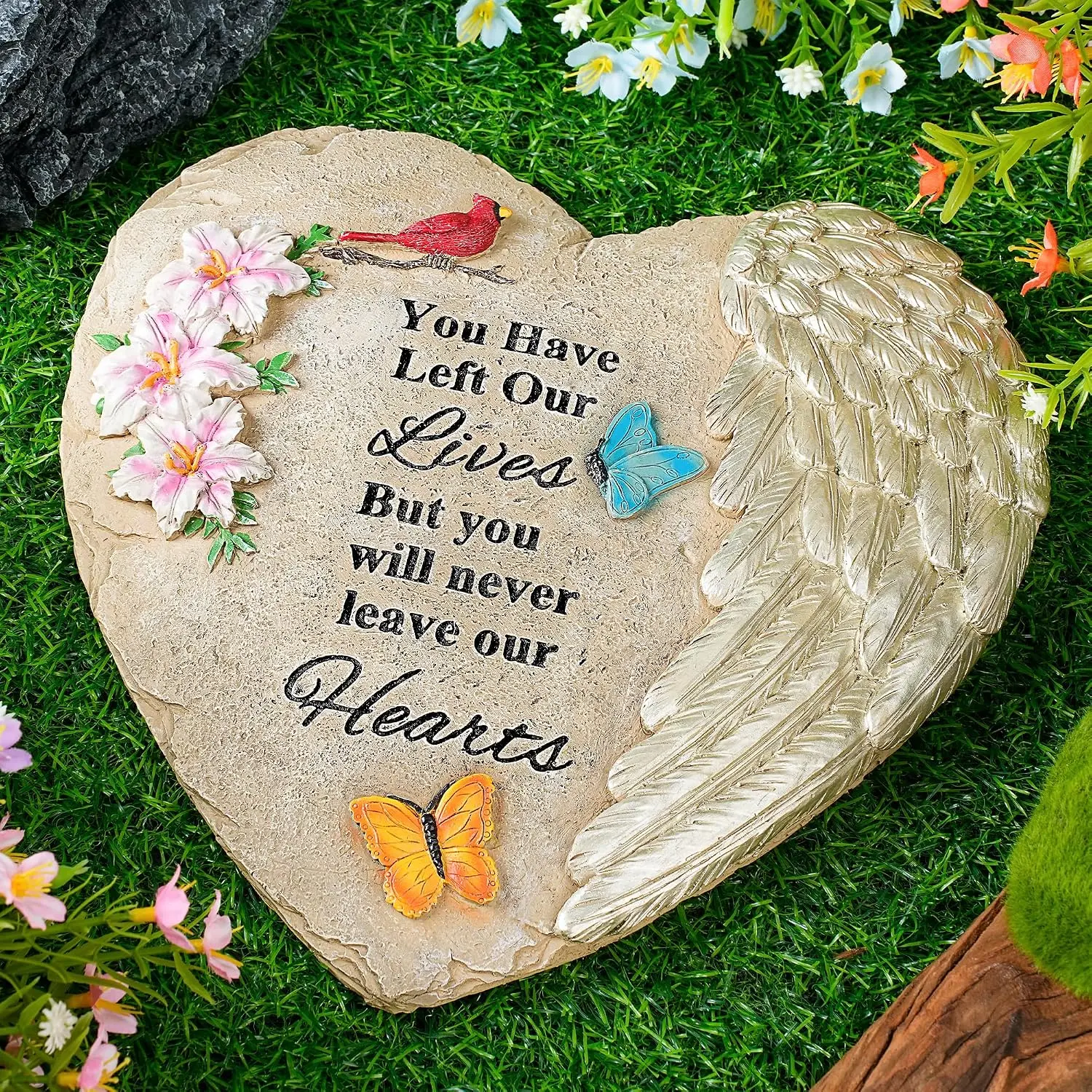 Memorial Garden Stones with Heartfelt Quote, Sympathy Gifts for Loss of Loved , Bereavement Memorial Statue for Outdoor or Indoor Decor,  Stone for Grave Decoration(10 Inch)