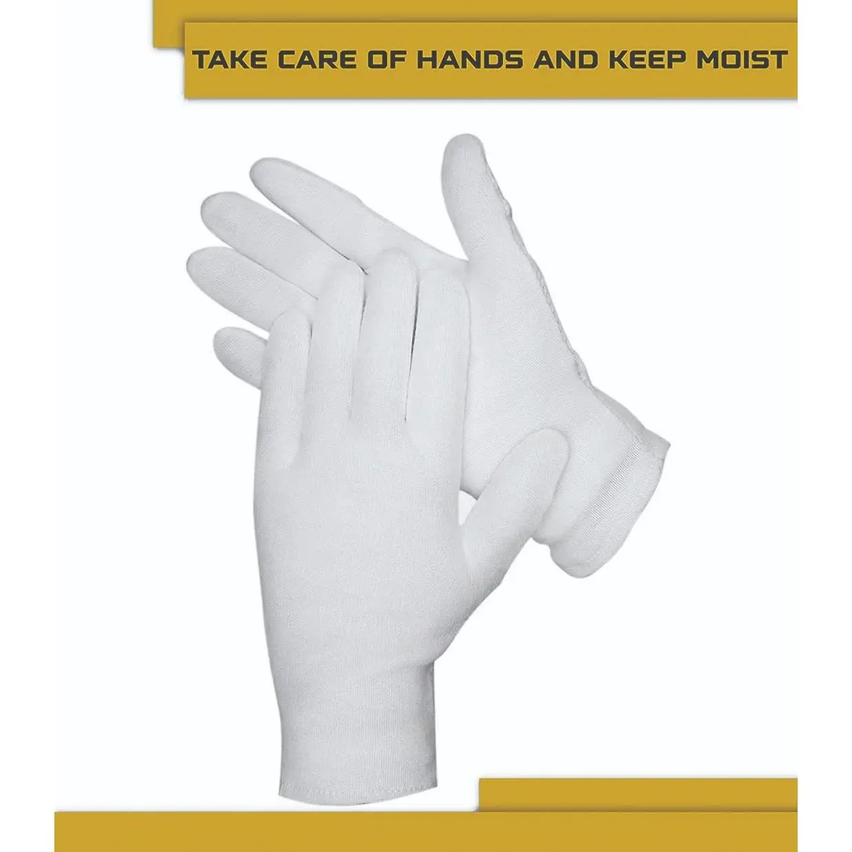White Cotton Gloves - Protective for Dry Hands, Moisturizing, Inspection - Machine Washable