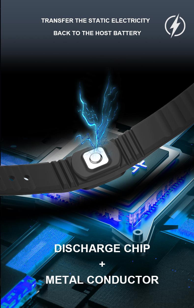 M12-SE Anti-static Silicone Bracelet for Men Women Fashion Waterproof Adjustable Winter Static Eliminator Wearable Wrist Strap